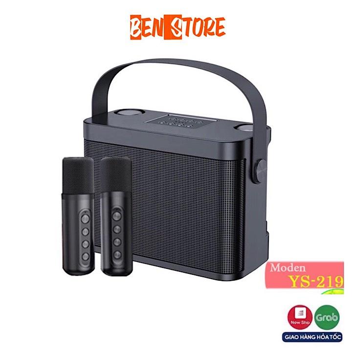 Loa karaoke YS-219 có 2 micro không dây kiêm Bluetooth Thẻ nhớ TF USB cổng AUX 3.5 nhỏ gọn âm thanh chất lượng