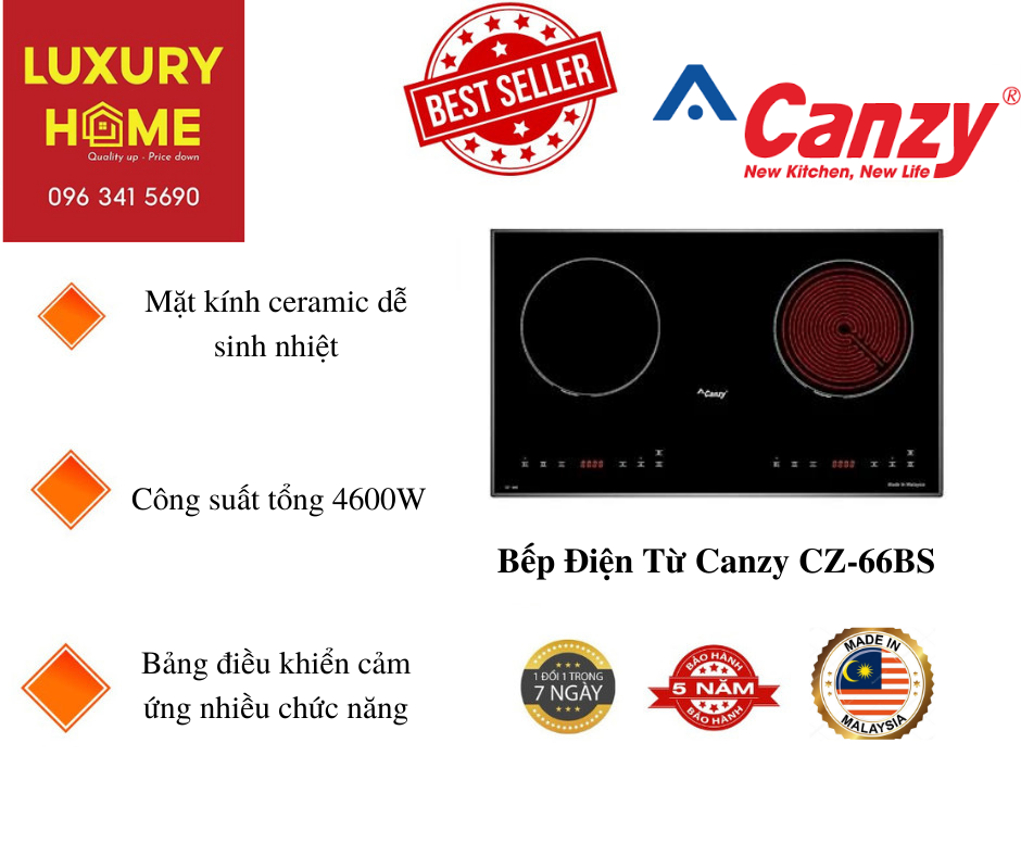 Bếp Điện Từ Canzy CZ-66BS - Hàng Hàng Chính Hãng