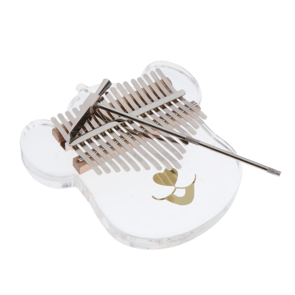 Portable Kalimba 17 Key Thumb Piano Clear for Beginner with Bag Tuner Hammer Finger Guards