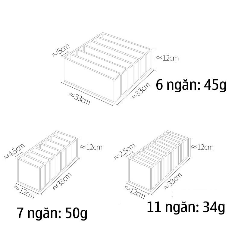 Túi chia ngăn đựng quần áo LivingC, túi đựng đồ lót, khay chia quần áo hộp đựng đồ gấp gọn tiện lợi