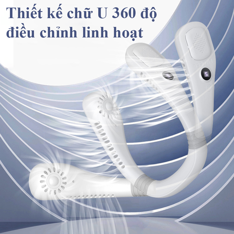 Quạt Mini Đeo Cổ Siêu Mát Cho Mẹ Và Bé Không Cánh Tích Điện 5 Cấp Độ Màn Hình Đèn Led Quạt Điều Hòa Mini Thiết Kế Gọn Nhẹ Dung Lượng Pin Lớn Thích Hợp Khi Cho Bé Đi Chơi Dã Ngoại