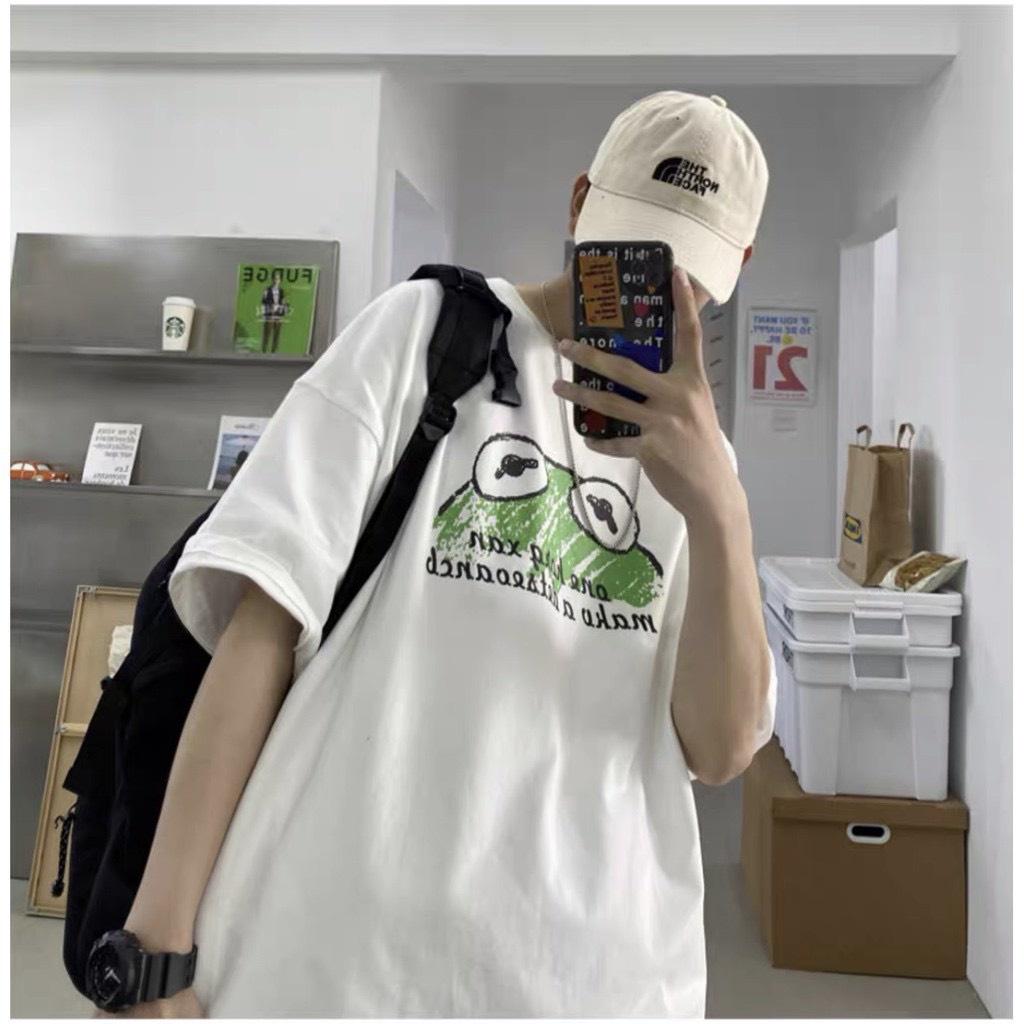 Áo Thun Nam Tay Lỡ Unisex Rộng Ếch Xanh Tay Lỡ Rộng Dáng Hàn