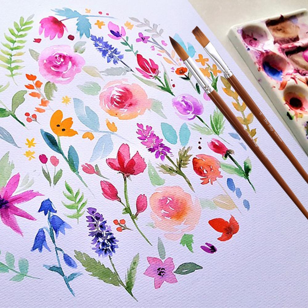 Bộ Cọ Sơn Đa Năng Nylon cho Dầu Acrylic Màu Nước Bột Màu 9 cái