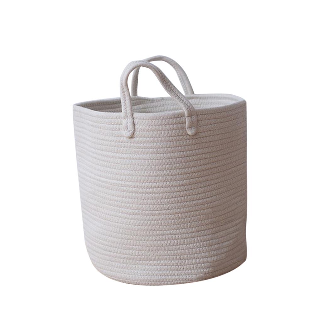 Cotton Woven Storage Baskets Cotton Rope Handle Basket Kids Toys Basket Laundry Hamper