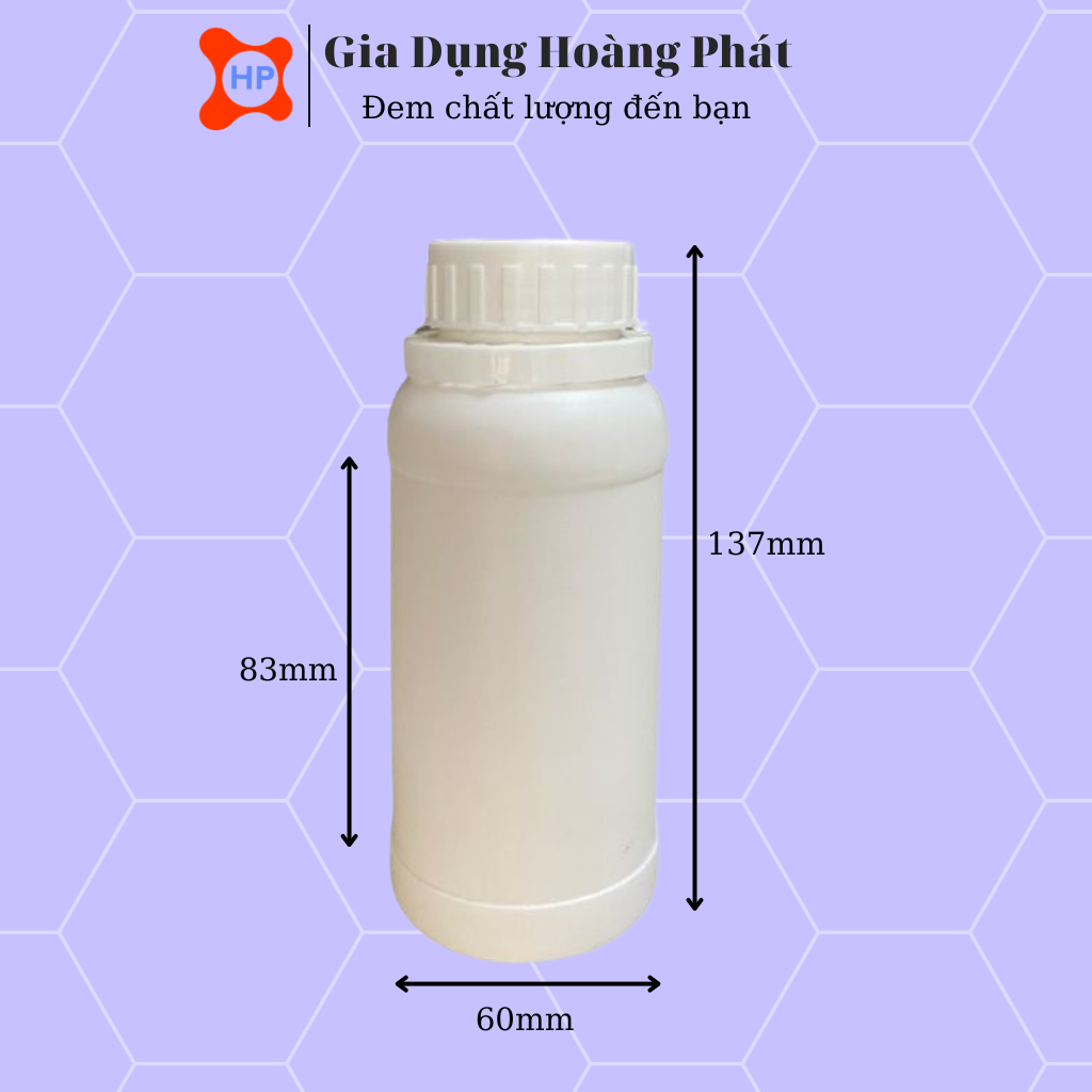 Chai Nhựa HDPE (250ml - 500ml - 1000ml) - Nắp Trắng / Xanh Màu Ngẫu Nhiên + Seal Chống Tràn Khò Nhiệt