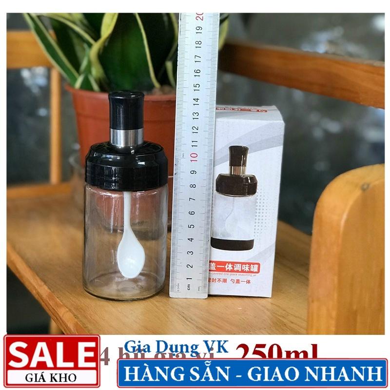 Hũ Đựng Gia Vị Thuỷ Tinh Kèm Muỗng 250ml