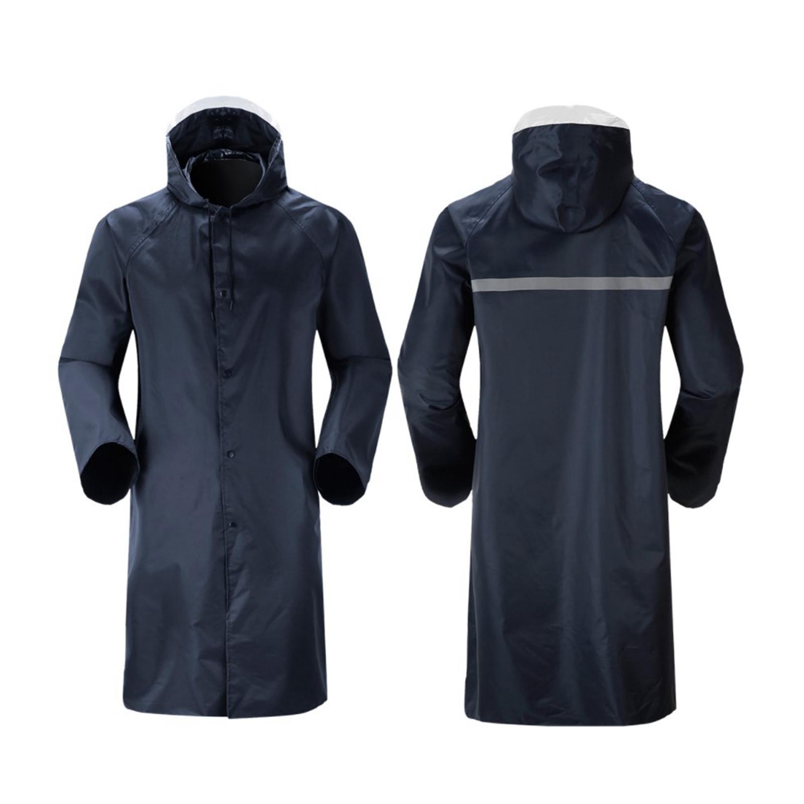 Waterproof Hooded Rain Jacket Lightweight Windproof Outdoor Long Raincoat L