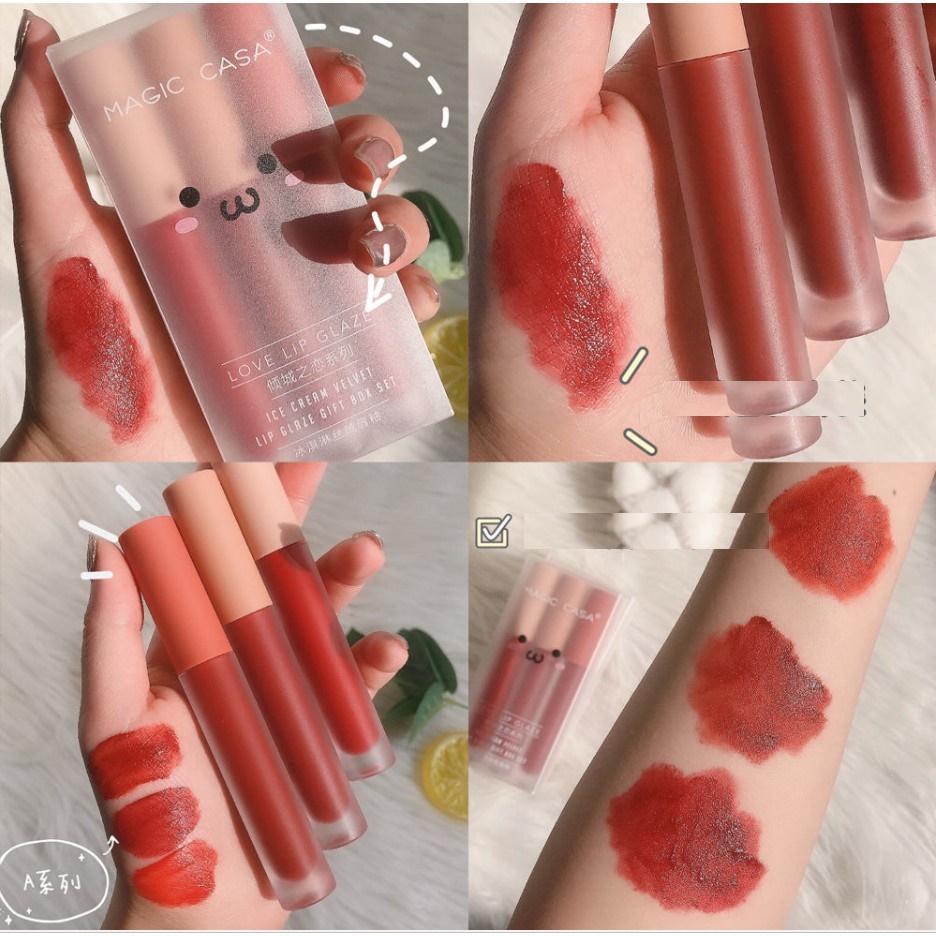 Set 3 Cây Son Kem Lì Herorange Fluffy Lip Glaze