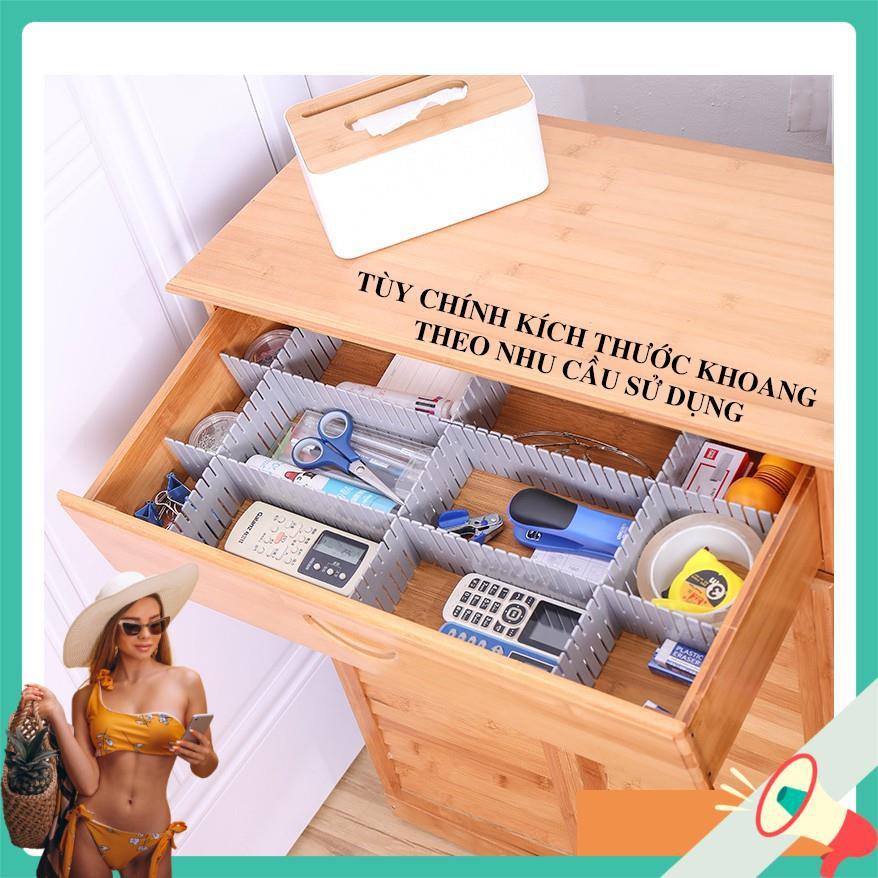 Set bộ 4 mếngTấm Vách Chia Ngăn Tủ được thiết kế đa năng, đặt trong các hộc bàn, kệ tủ... giúp phân chia ngăn kéo tủ