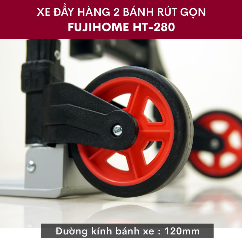 Xe đẩy hàng 2 bánh rút gọn 80kg Nhật Bản Fujihome sàn nhôm, bánh cao su cao cấp không ồn, xe chở đồ kéo hàng gấp gọn đa năng sack trolley