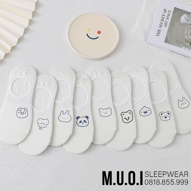 Tất vớ nữ cổ ngắn dễ thương cotton hình thú màu trắng mỏng thoáng Urbanize - Chọn ngẫu nhiên
