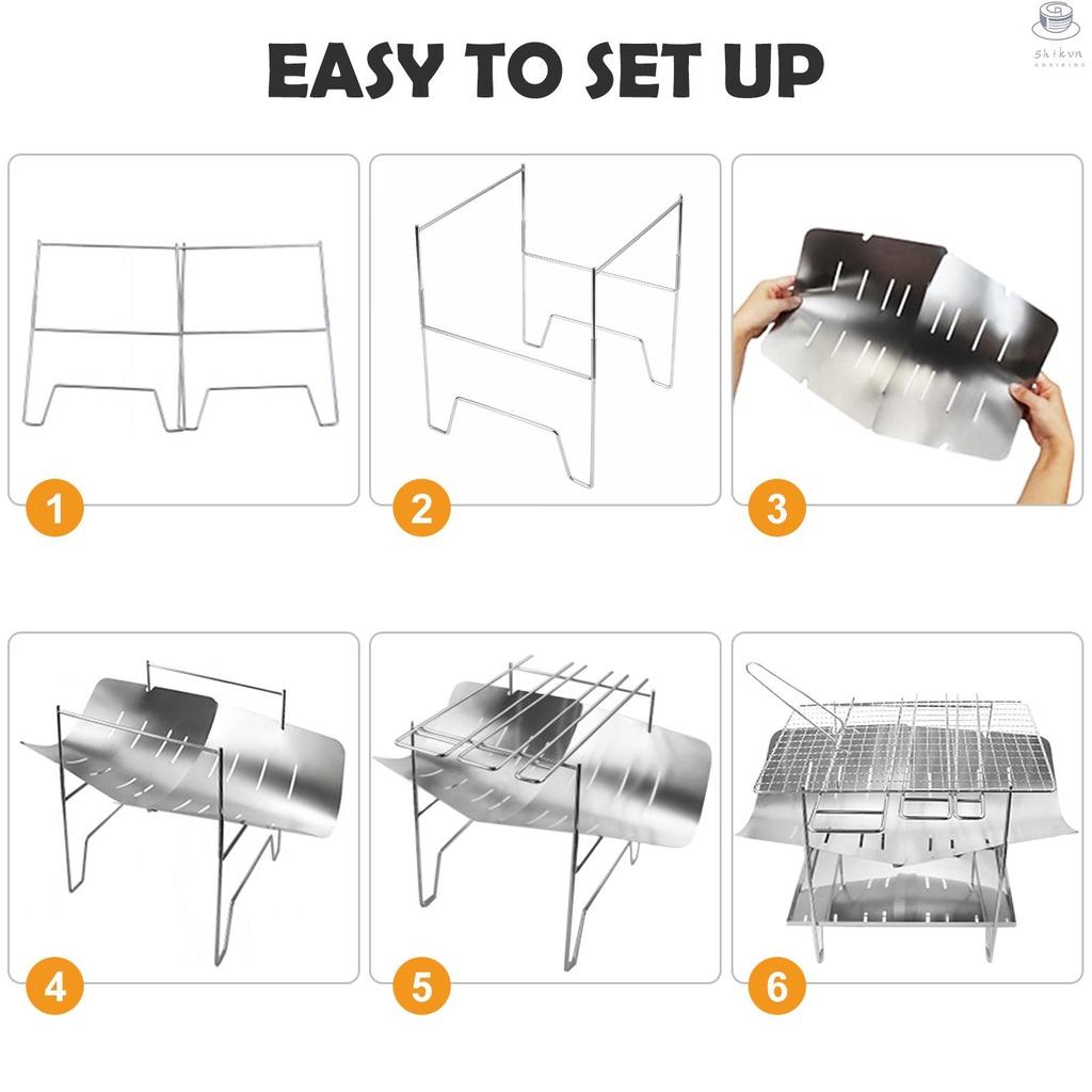 Giá đỡ bếp than mini bằng thép không gỉ có thể gấp gọn tiện dụng mang theo cắm trại