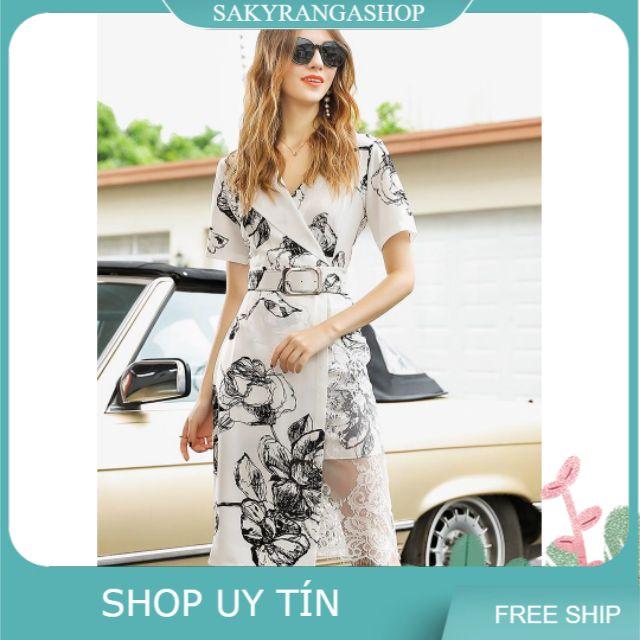 ĐẦM BODY HOA CỔ VEST PHỐI REN