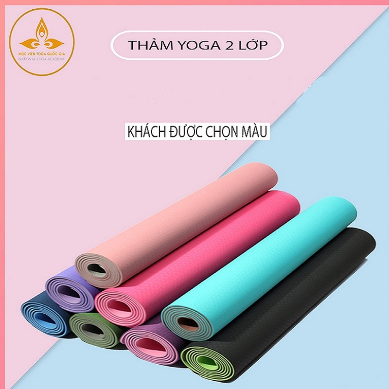 Thảm Tập Yoga TPE 2 Lớp 8mm - YOGA QG, Thảm Êm Ái, Dày Dặn, Đàn Hồi Cao, Bám Dính Tốt, Chống Trơn Trượt, Tính Ổn Định Cao, Không Mùi, Cao Su Tự Nhiên, Được Chọn Màu - Hàng chính hãng