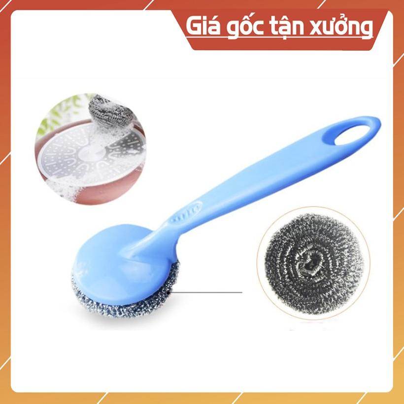 Búi sắt cọ xong nồi-CÓ TAY CẦM AN TOÀN HƠN- Inox Không Rỉ - 1 TAY CẦM 2 BÔNG CỌ