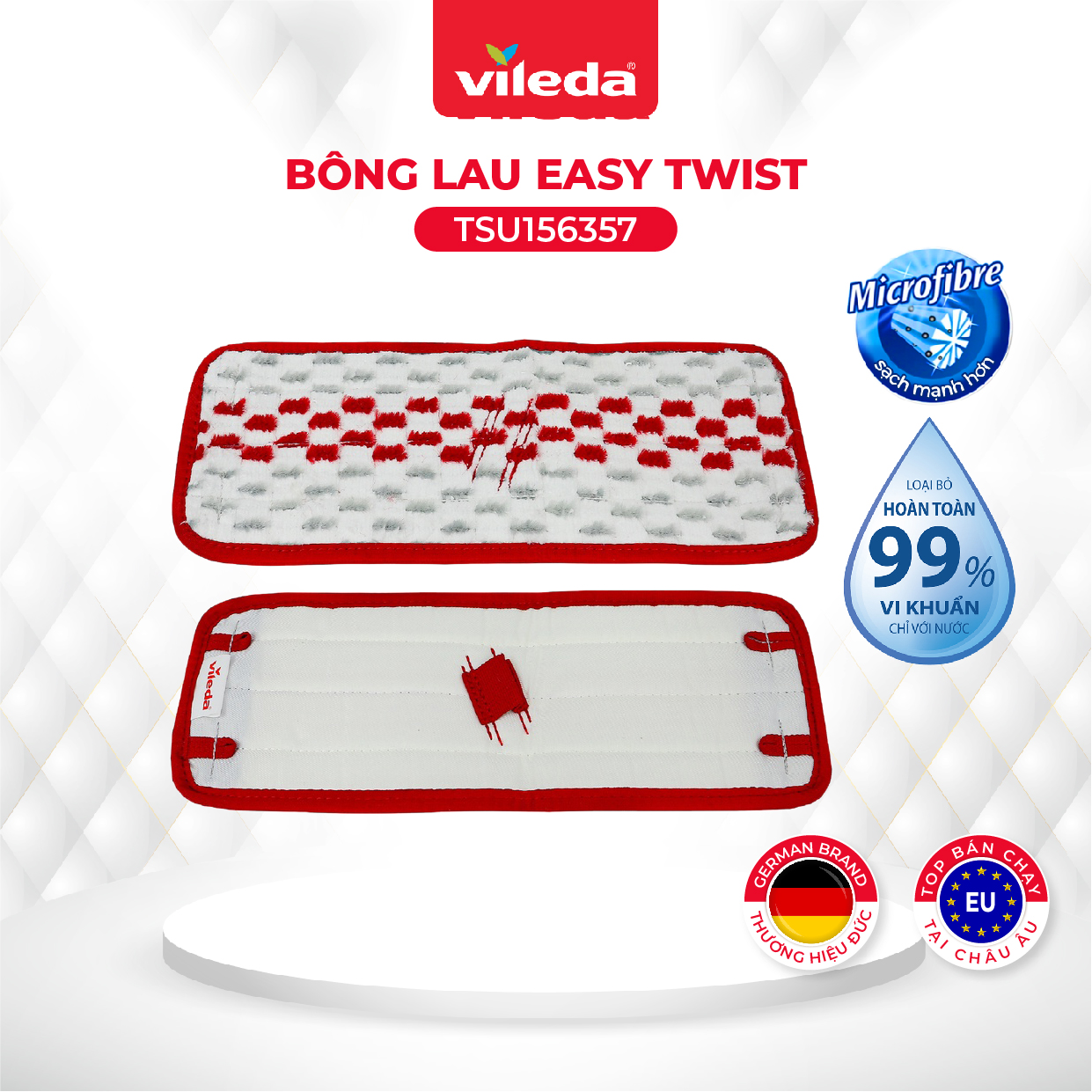 Bông lau cây lau nhà VILEDA UltraMax Easy Twist công nghệ sợi siêu nhỏ, tái sử dụng nhiều lần