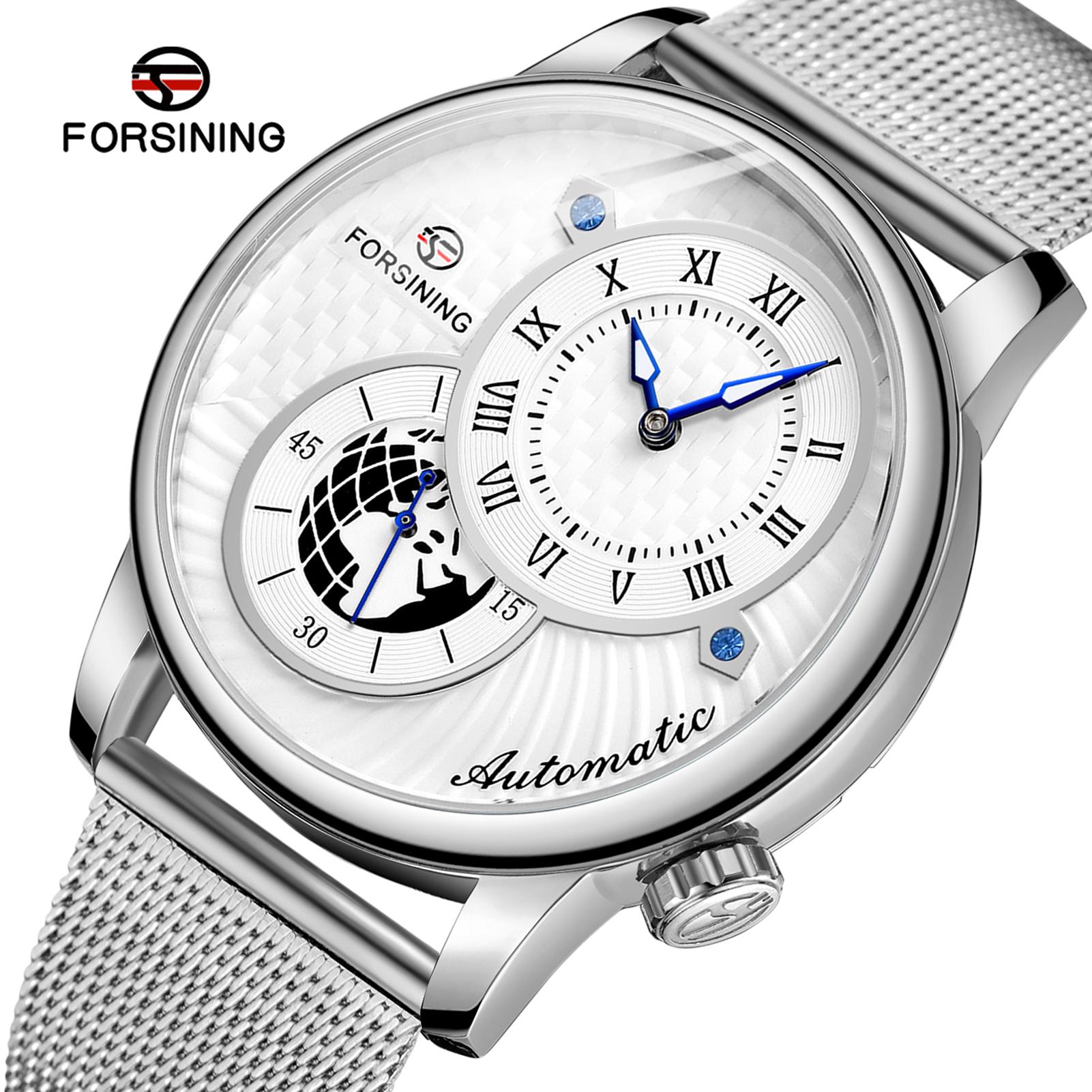 Đồng hồ cơ FORSINING Nam tự động Mặt số La Mã Mặt sau trong suốt Con trỏ phát sáng Không thấm nước