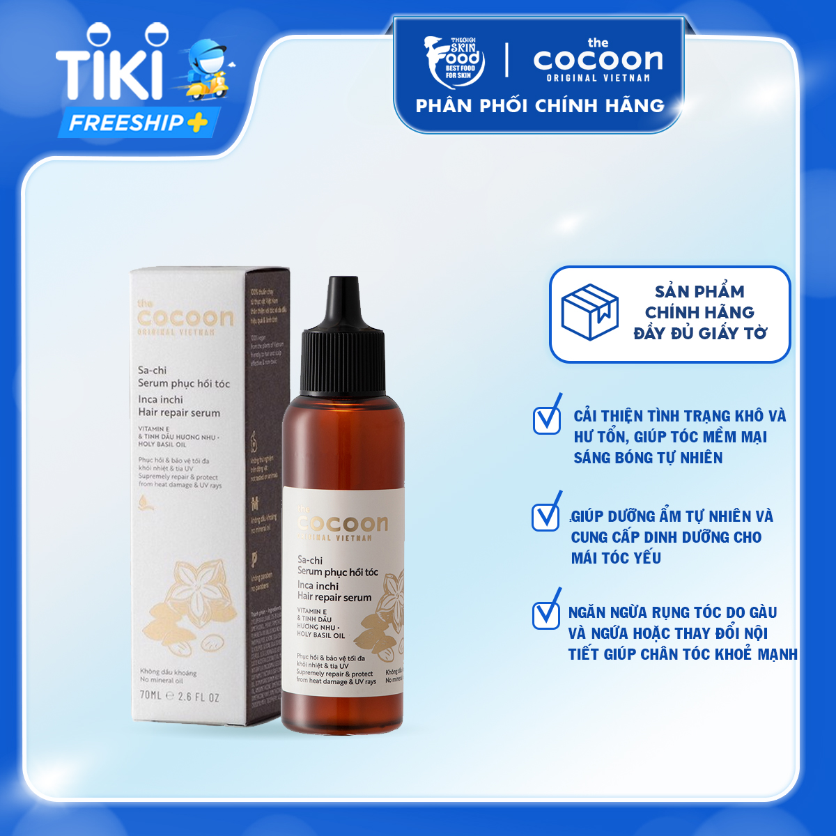 Tinh Chất Phục Hồi Tóc Tinh Dầu Sachi The Cocoon Inca Inchi Hair Repair Serum