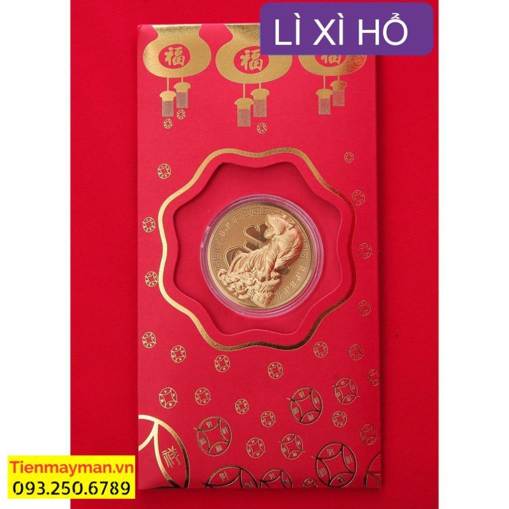 Lì Xì Thần Tài, Hình Hổ Vàng Mạ Vàng 24K - Bao Lì Xì May Mắn Rước Tài Lộc