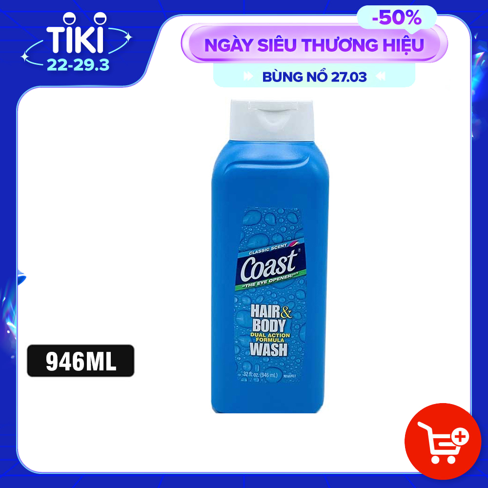 Sữa Tắm Gội COAST HAIR AND BODY WASH Cho Nam 946ml USA