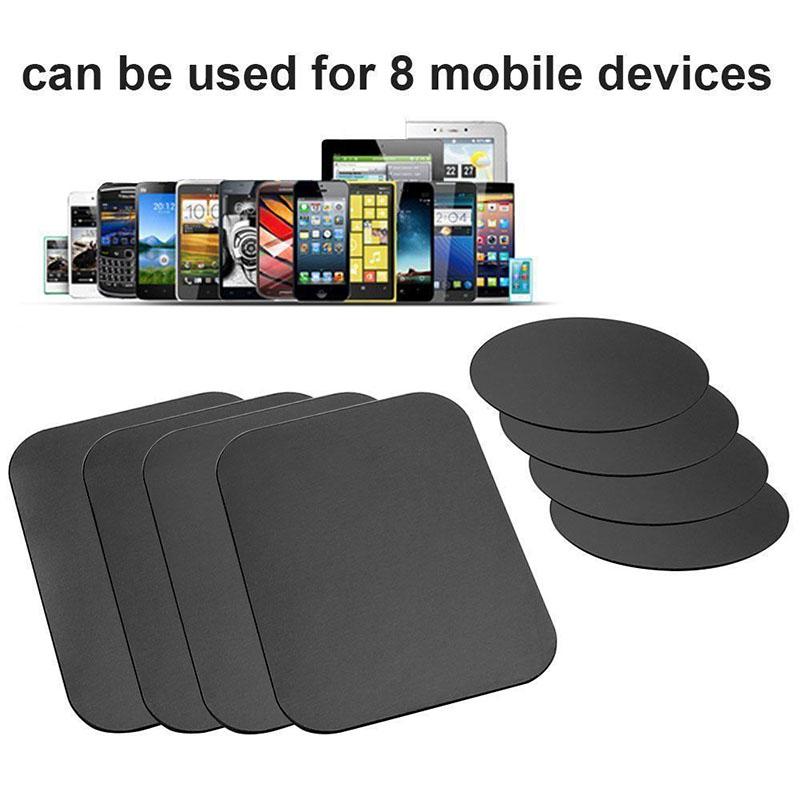 8 Pcs Magnetic Metal Plates Sticker for Smart Phones Matte Black