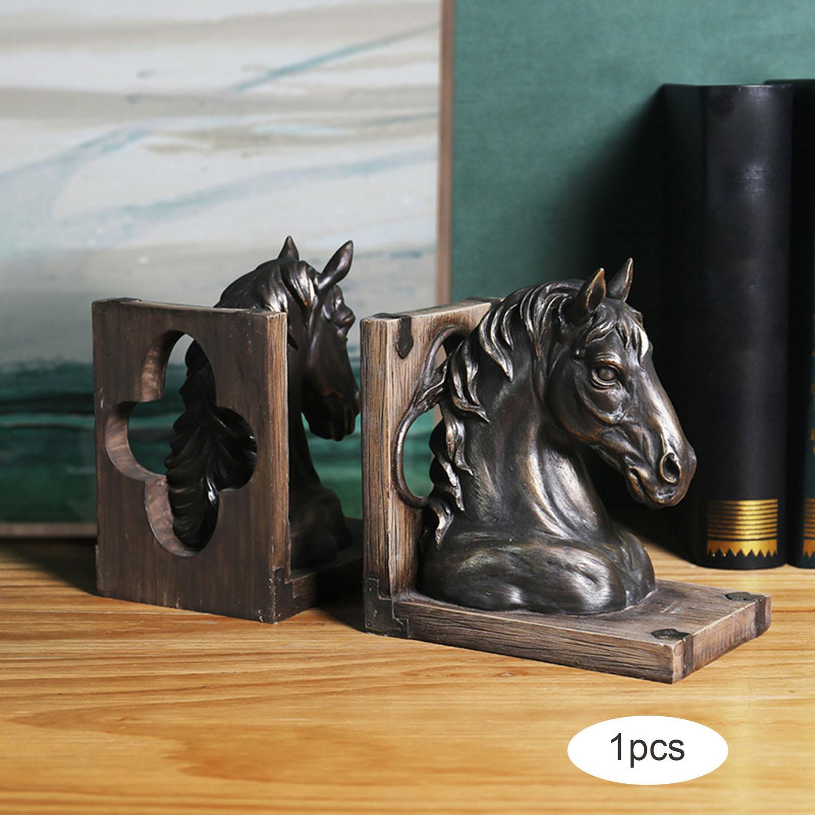 Horse Head Statue Resin Figurine Decorative Bookend Sculpture for Ornament