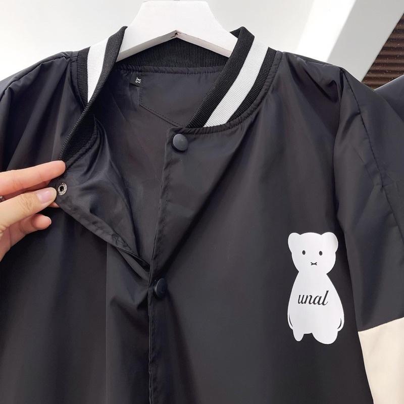 Áo Khoác Dù BOMBER GẤU màu ĐEN tay dài form rộng ULZZANG/Nam nữ Unisex Áo Bomber Jaystoree