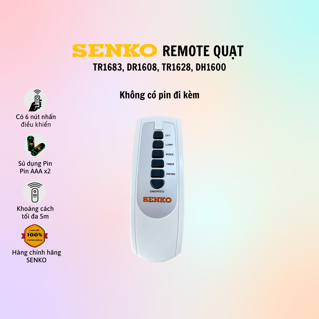 Remote Điều Khiển Quạt Senko Mã TR1683, DR1608, TR1628, DH1600 - Hàng Chính Hãng - Remote Điều Khiển Tiện Lợi