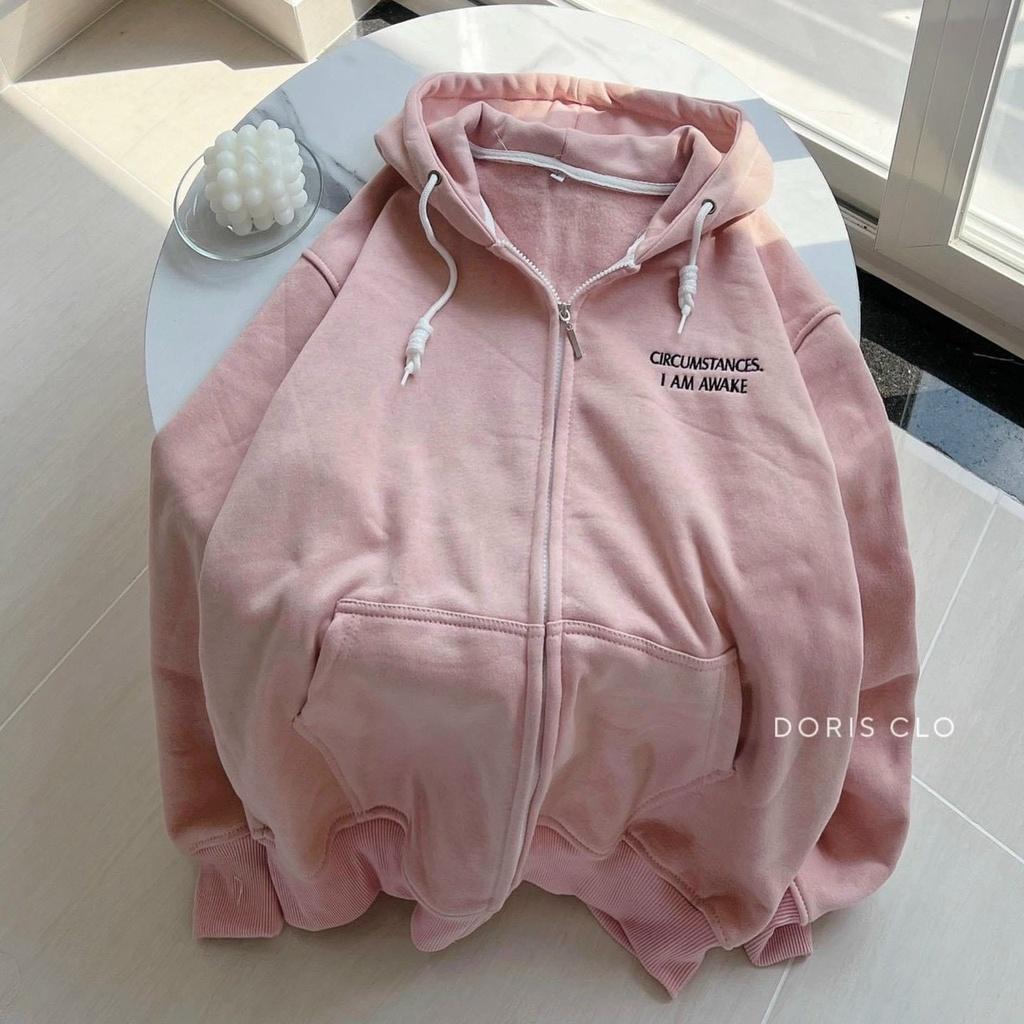 Áo Khoác Hoodie Nữ Phong Cách Cute Phô Mai Que Dây Kéo Điệu Đà Chất Vải Mềm Mại Phối Họa Tiết Slogand Đậm Cá Tính