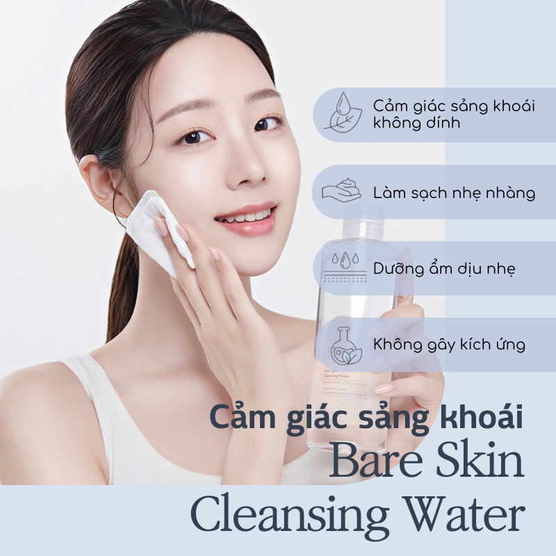 Nước tẩy trang micellar 4B:Face Bare Skin Cleansing Water 400ml 4bface