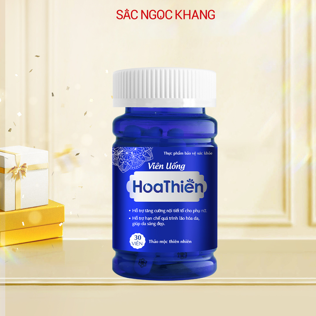 Viên Uống Hoa Thiên Hộp 30 viên giúp cân bằng nội tiết tố nữ, hạn chế lão hóa da , bí quyết cho chị em  trẻ đẹp (Sắc Ngọc Khang)