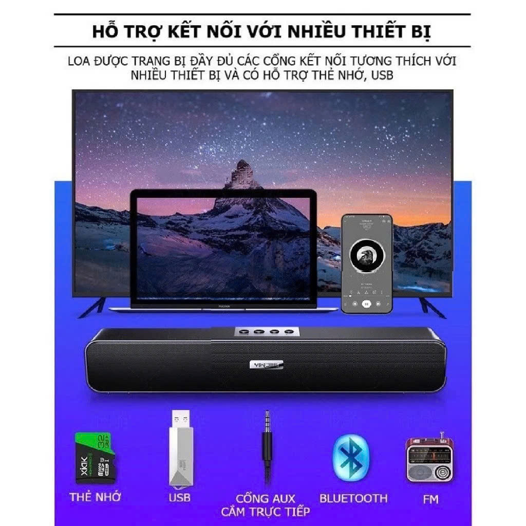 Loa Bluetooth Không Dây Cao Cấp PRO BASS Âm Thanh Nghe Nhạc Siêu Đã Tương Thích Điện Thoại Máy Tính Laptop Tivi - Hàng Chính Hãng