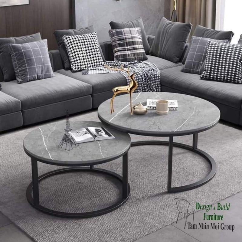 Bàn trà, bàn sofa mặt đá ceramic chống thấm,chân bàn săt TNM27052