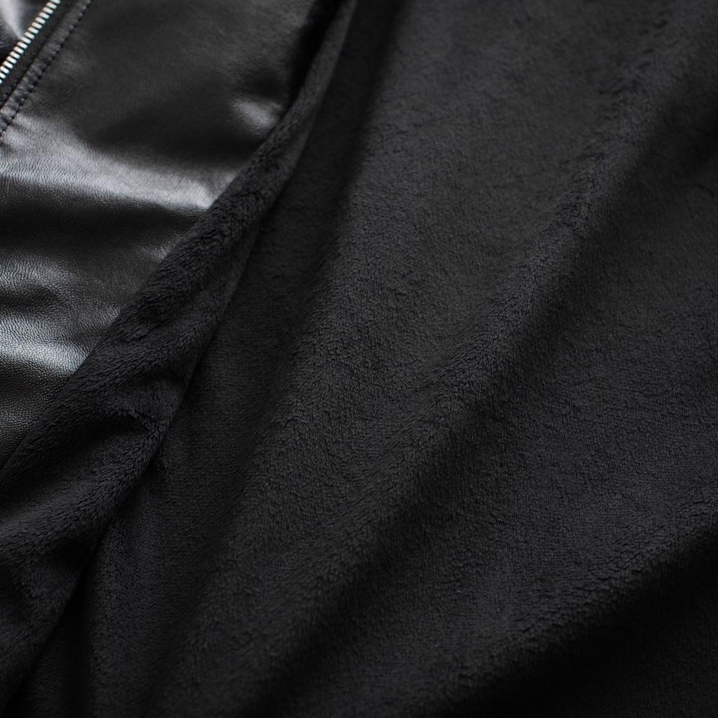 Áo khoác da nam đen lót lông cao cấp LADOS-2056 có túi trong, giữ form ấm áp, không bong tróc