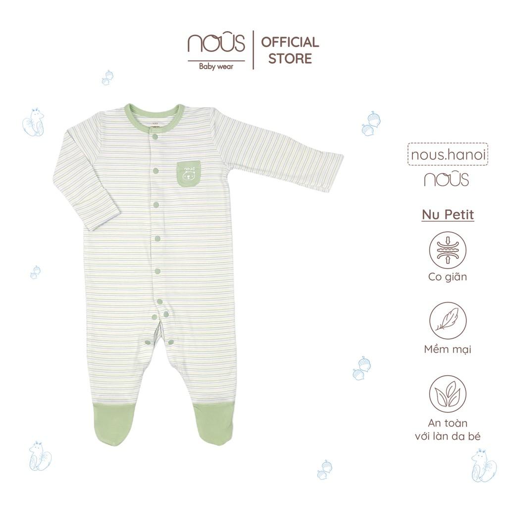 Bộ Body Sơ Sinh Có Tất Chân Nous Bodysuit Newborn Kẻ Xanh Lá ( Size Sơ Sinh Newborn NB)