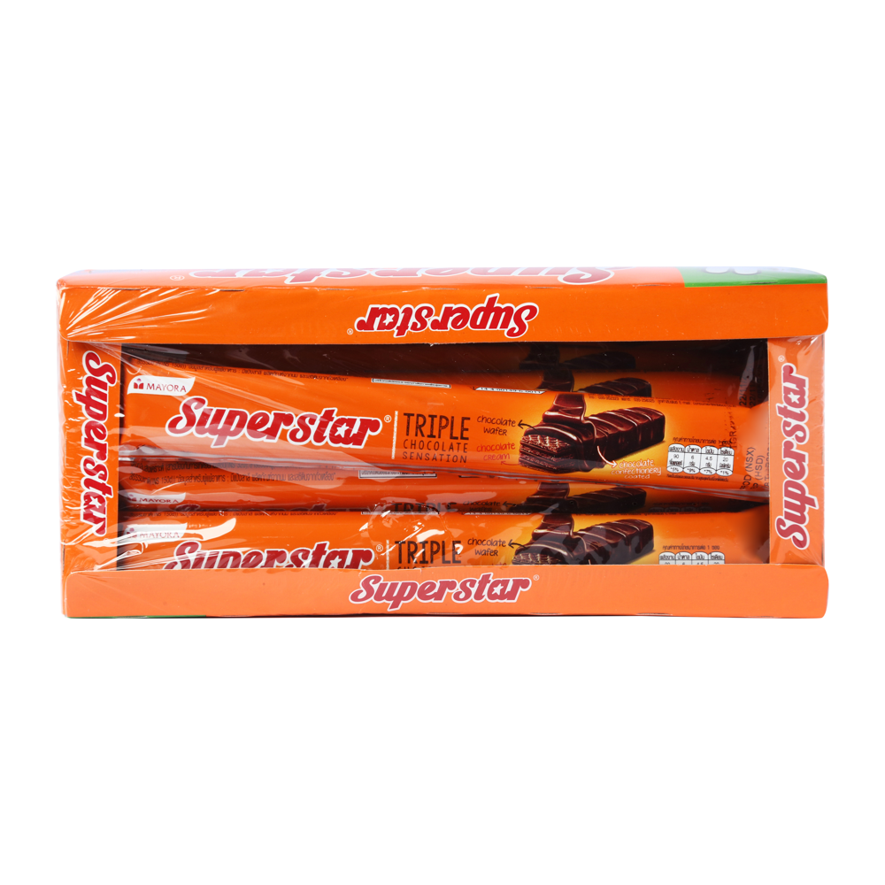 Hộp 12 Gói Bánh Xốp Superstar Phủ Socola 18G