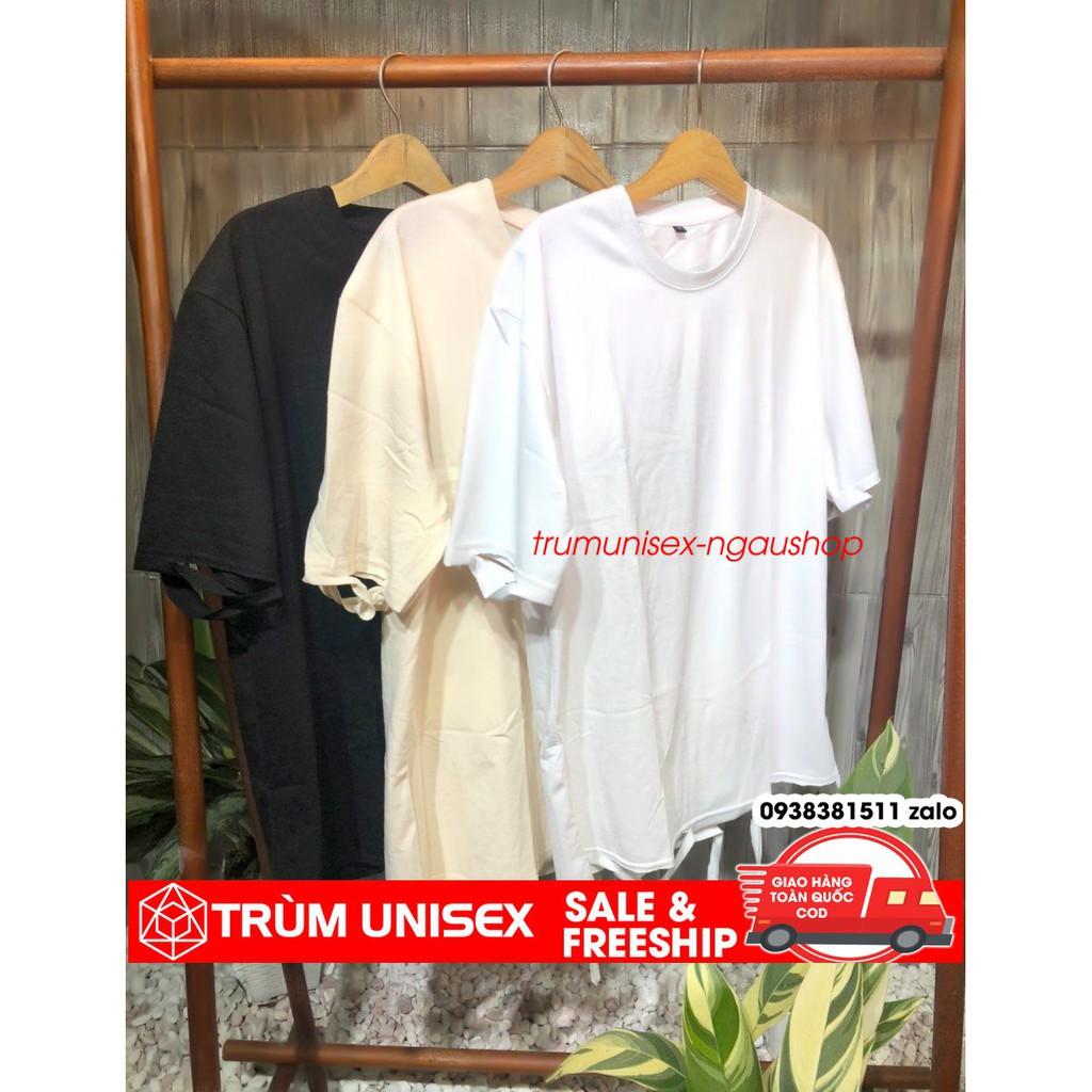 Áo thun unisex áo phông nam rộng longline dây sợi kèm áo thật vải cotton Trùm Unisex Phillipstore