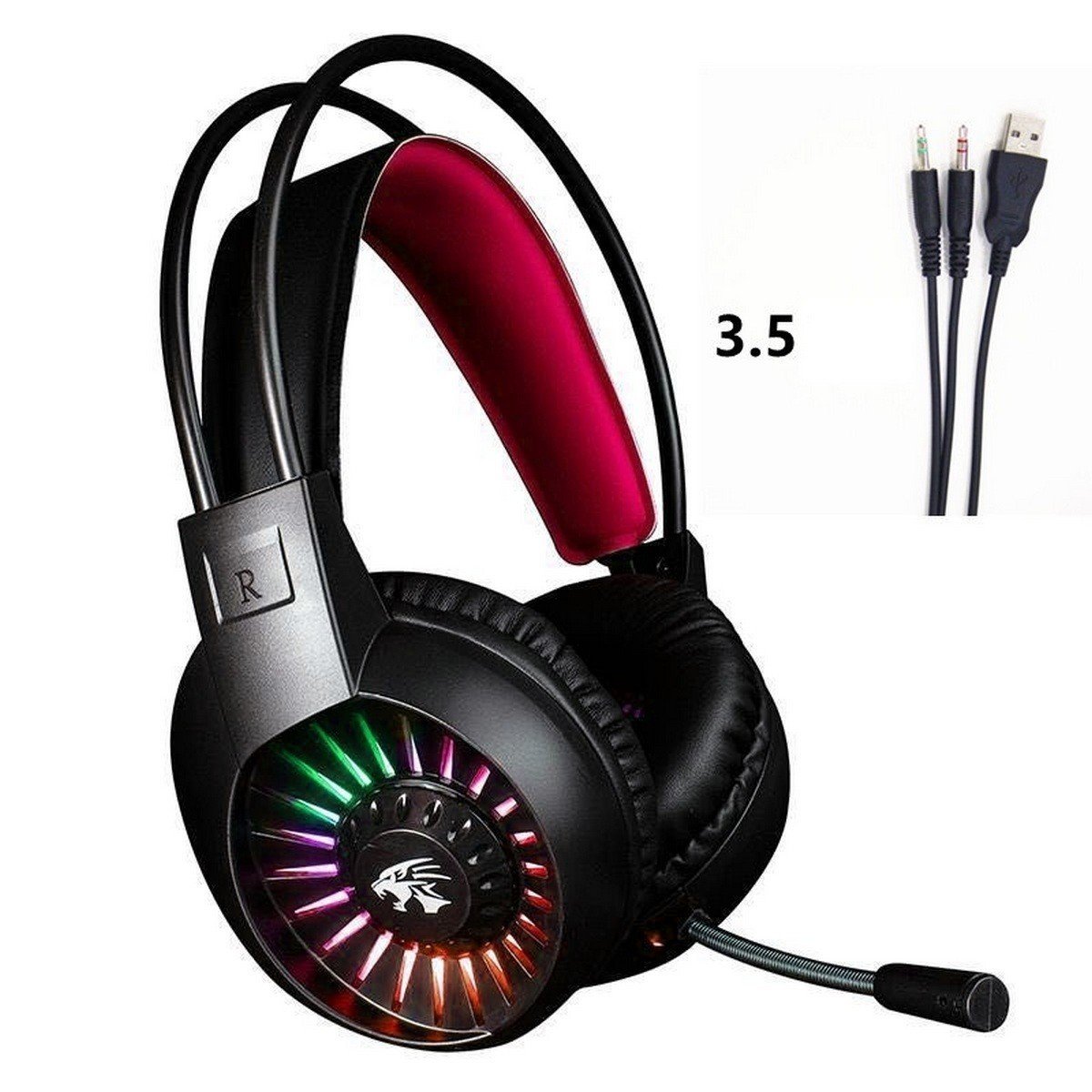 Tai Nghe Headphone V3000 Led Cầu Vòng Đầu Báo Jack 3.5 + USB Nghe Hay