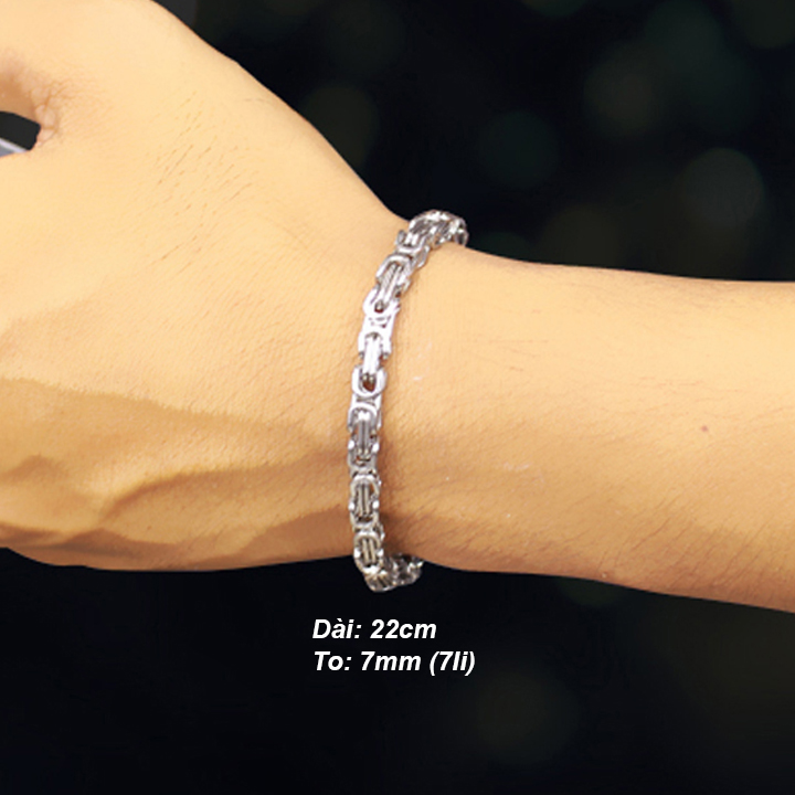 Lắc tay nam kiểu ziczac 7li MVT047T Không đen không gỉ sét