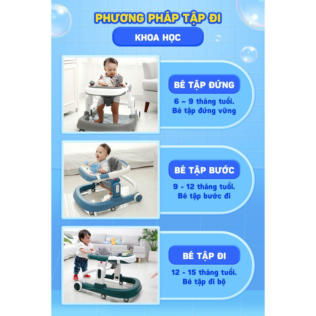 Xe tập đi baby walker có bàn phát nhạc, thiết kế đạt chuẩn Châu âu