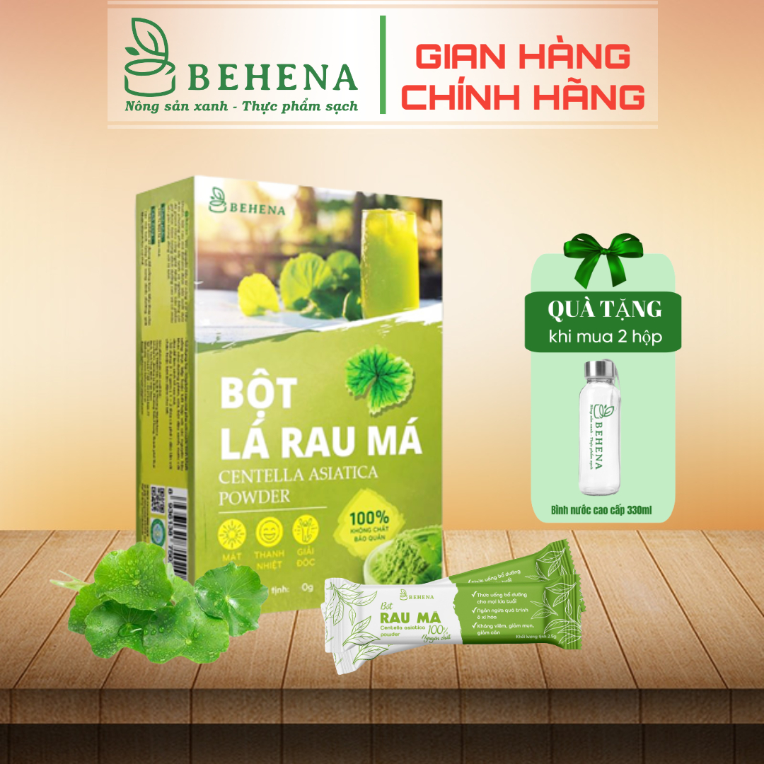 Bột rau má Behena nguyên chất 50gr - Thanh nhiệt giải độc, hỗ trợ tiêu hoá - Vị thanh Không Chát - Siêu Mịn