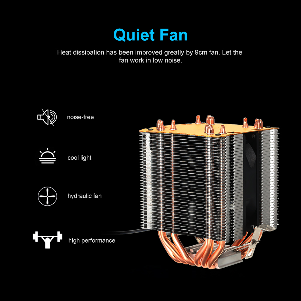 Quạt Tản Nhiệt CPU Thủy Lực Cho Intel Core Amd Sempron, Xanh Lam