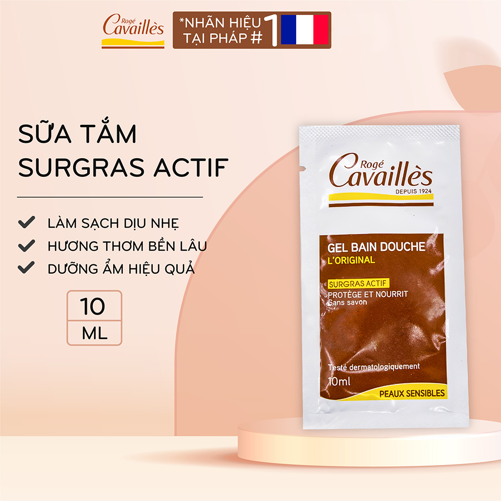 Sữa tắm Rogé Cavaillès dưỡng thể trắng da duy trì độ ẩm và làm sạch nhẹ nhàng gói 10ml