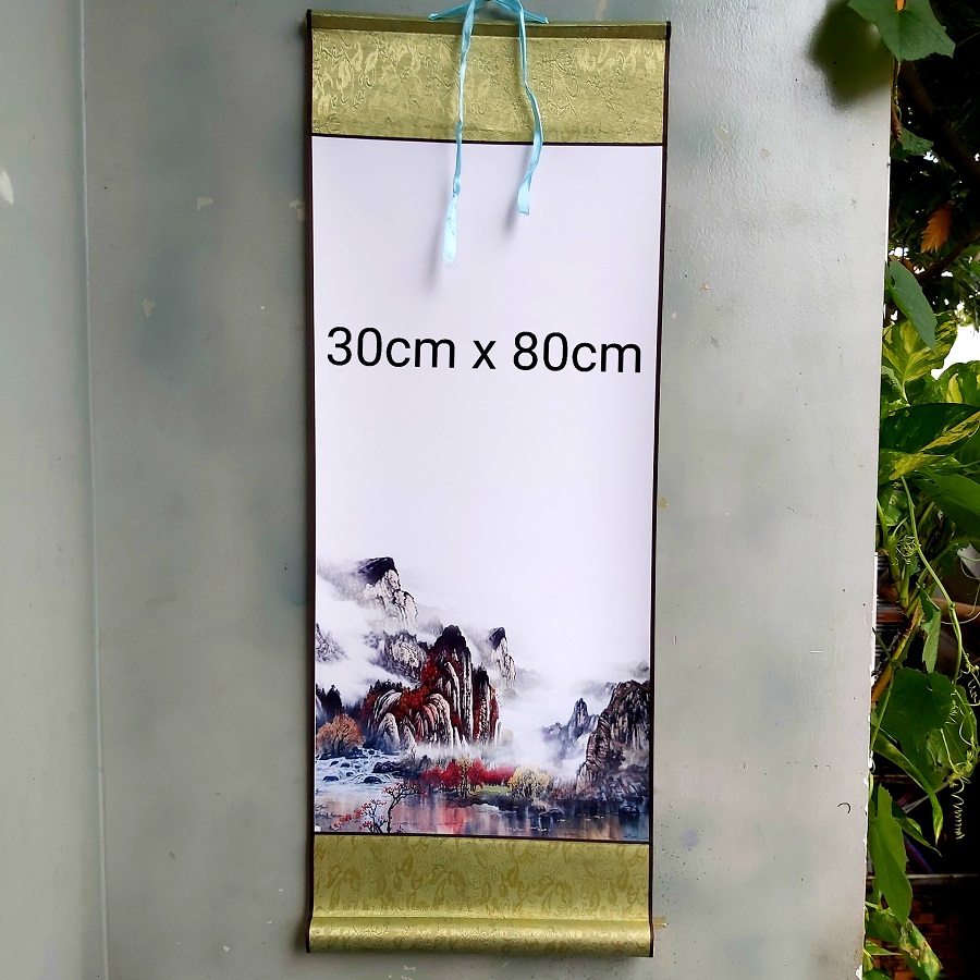 Bộ 4 biểu lụa viết thư pháp in tranh 4 mẫu kích thước 30cm x 80cm