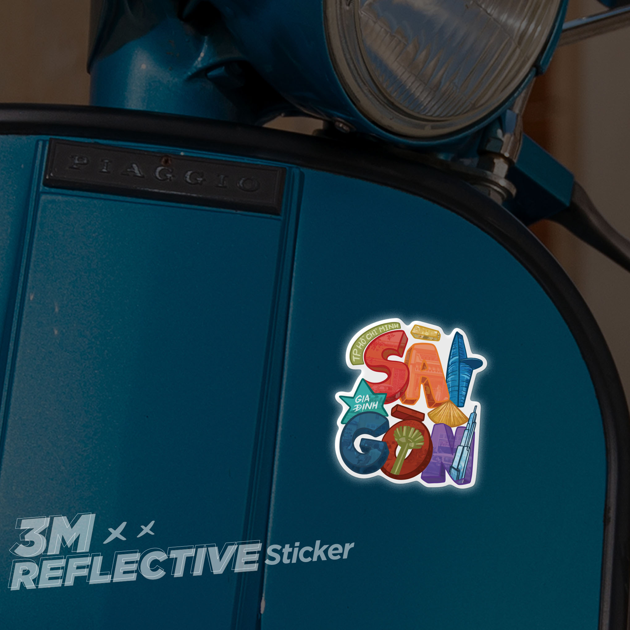 SAIGON TYPOGRAPHY 3M - Reflective Sticker Die-cut Hình dán phản quang thương hiệu STICKER FACTORY