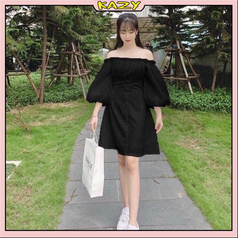 Váy trễ vai tay phồng cute phong cách Hàn Quốc KAZY STORE V029