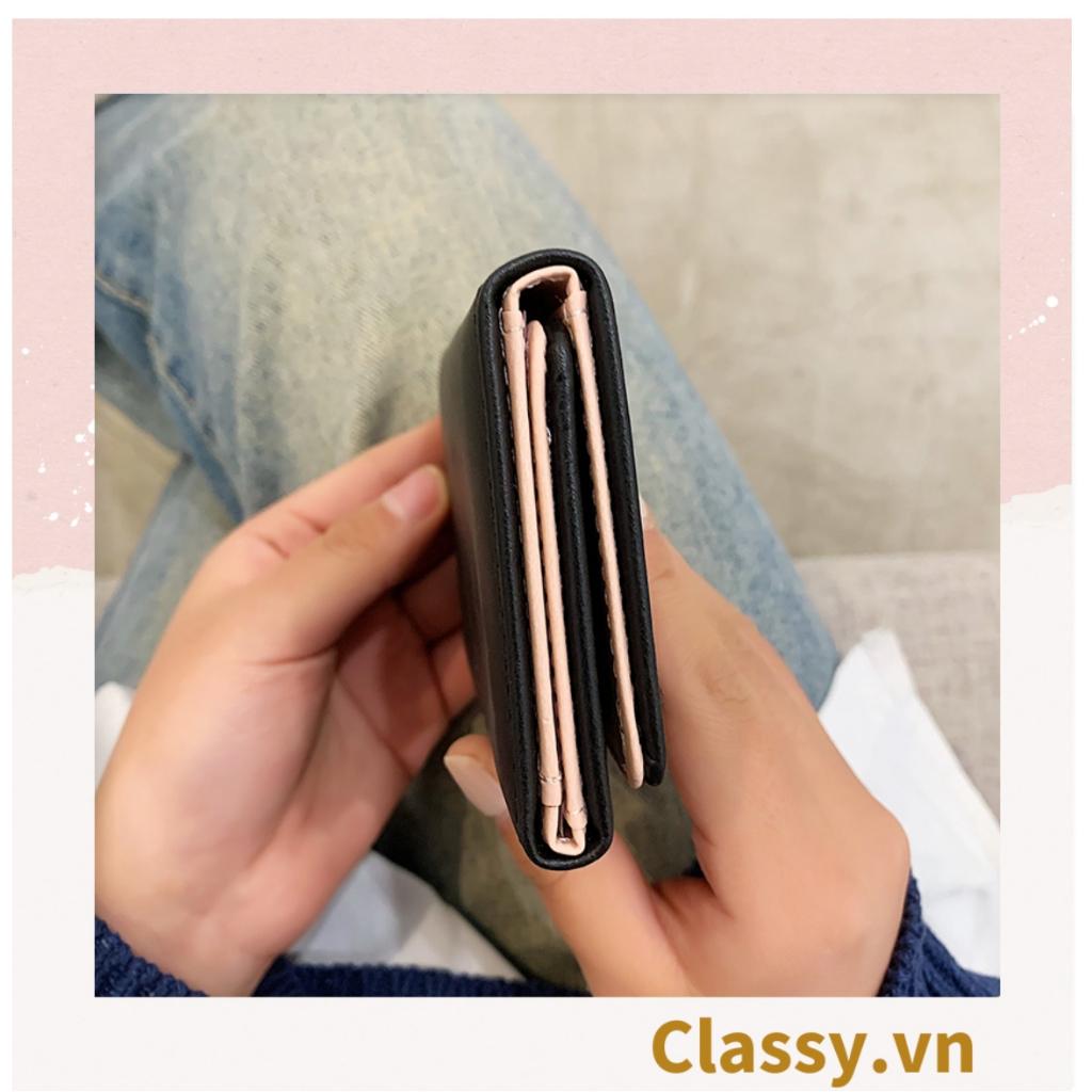 Classy Ví da nữ dạng gập, hình gấu thỏ khủng long, cài nút bấm T1499