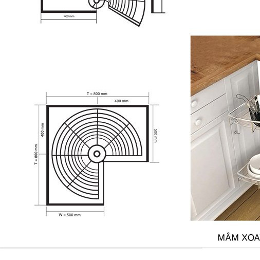 Kệ Góc Xoay 270 Độ Chính Hãng Romatek Inox SS304 Cho Góc Tủ Bếp Dưới