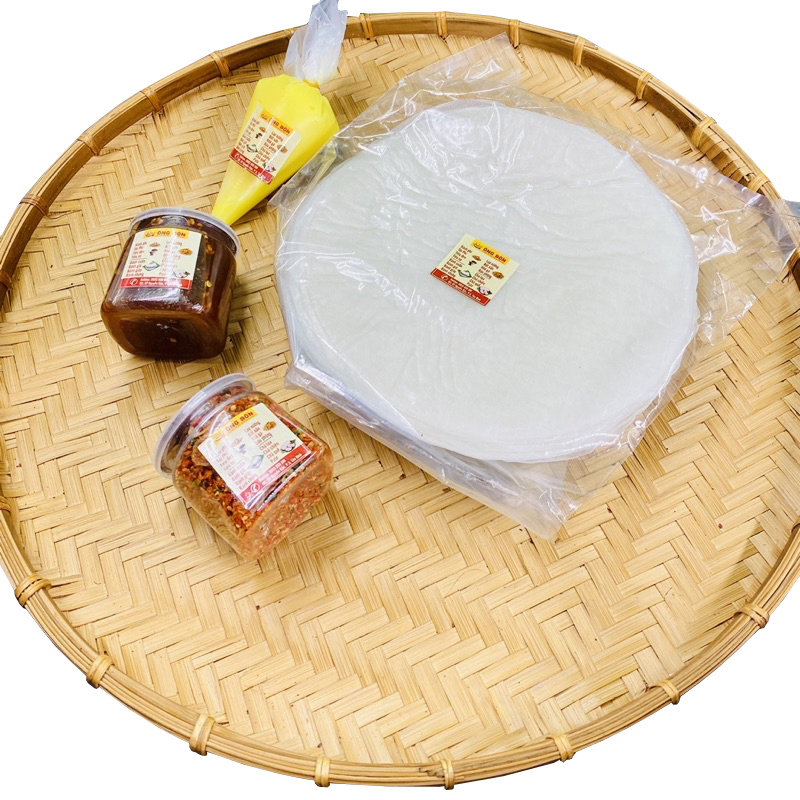 Combo Bánh Tráng Phơi Sương 250g - 120ml Muối Tôm Hành Phi - 120ml Mắm Me Chua Cay(Tặng Bơ)