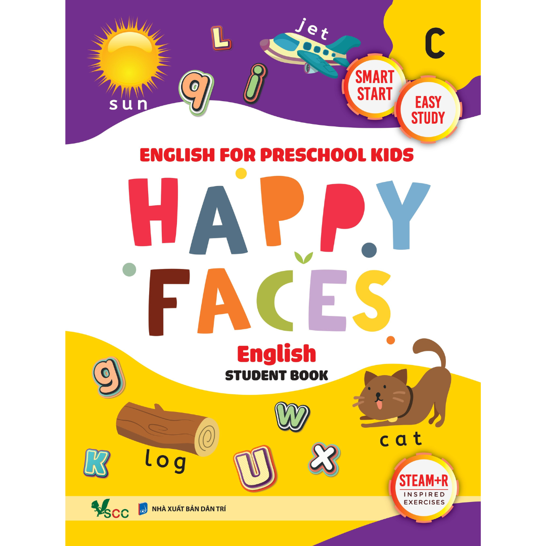 Sách Tiếng Anh mẫu giáo cho trẻ từ 5 đến 6 tuổi Happy Faces Level C (bộ 3 môn)